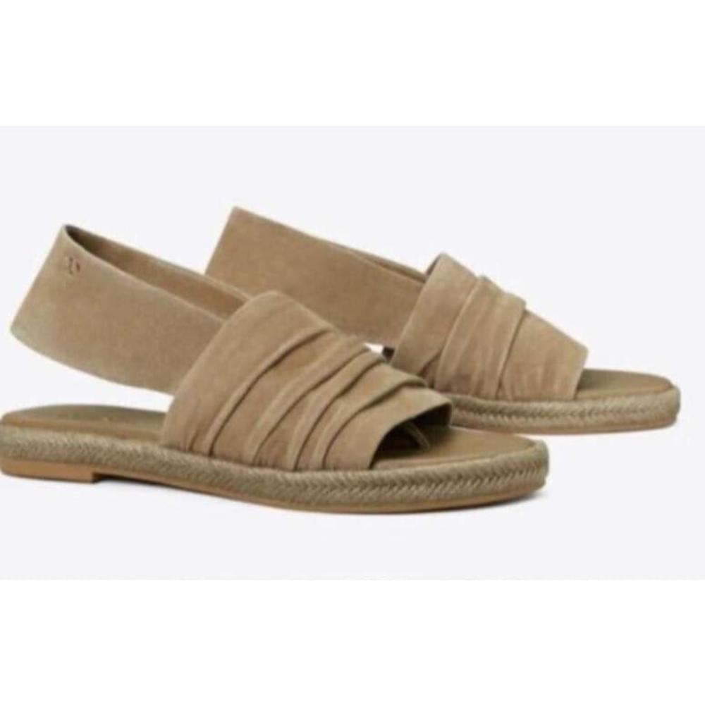 TORY BURCH SLING BACK SUEDE ESPADRILLE SANDALS IN NEUTRAL SIZE 5.5